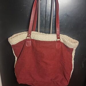 Sears Women's Cream and Burgundy Bag